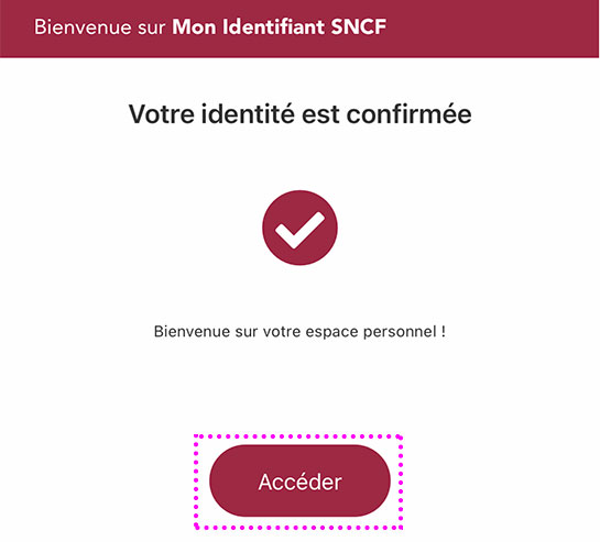 SNCFのメール認証画面